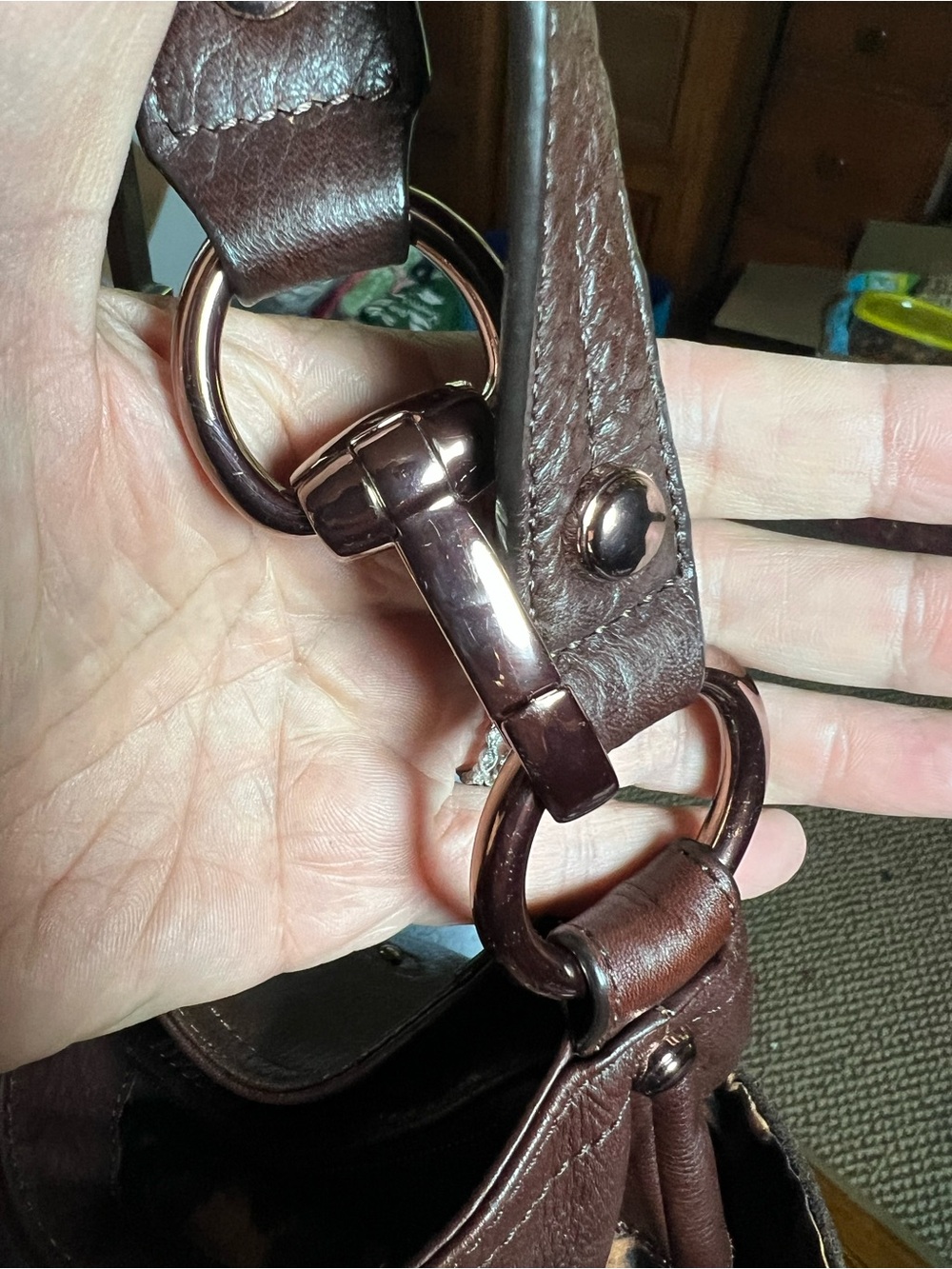 B Makowsky burgundy Studded Leather Shoulder Hobo - Picture 4 of 5